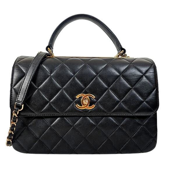 Chanel Lambskin Quilted Medium Trendy CC Flap Top Handle Bag Black - Picture 1 of 16